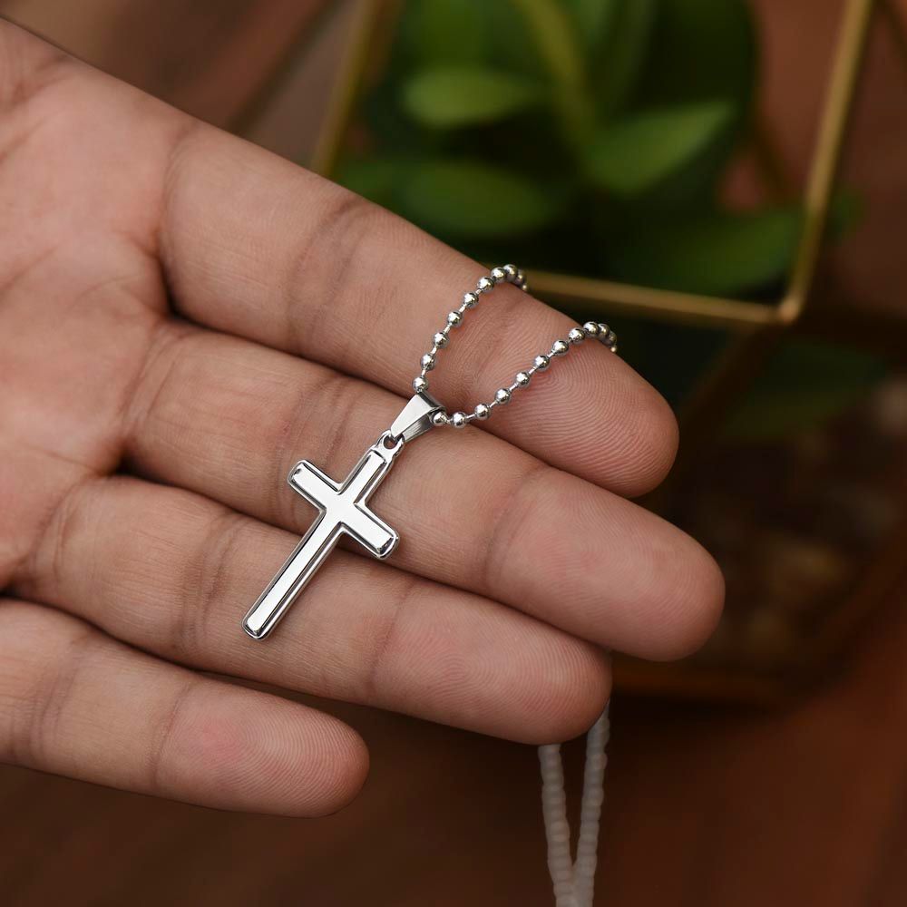 Stainless Cross Necklace with Ball Chain - To My Man