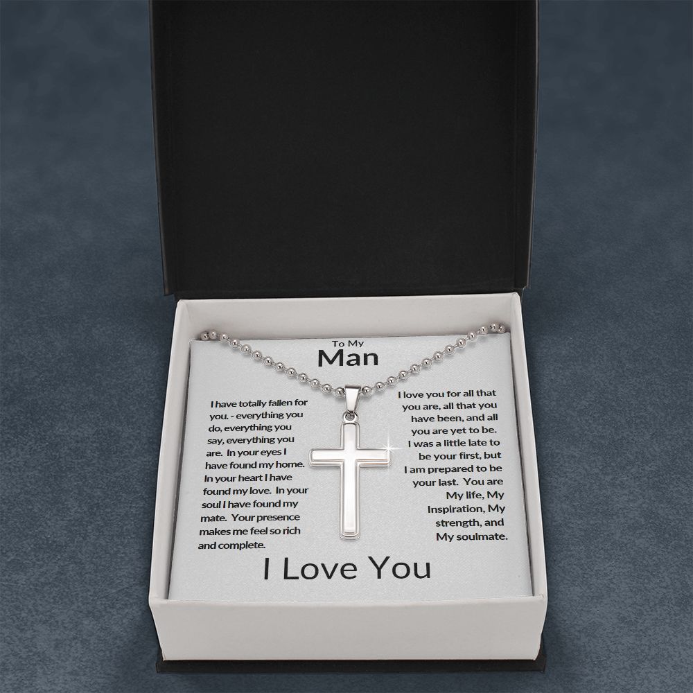 Stainless Cross Necklace with Ball Chain - To My Man