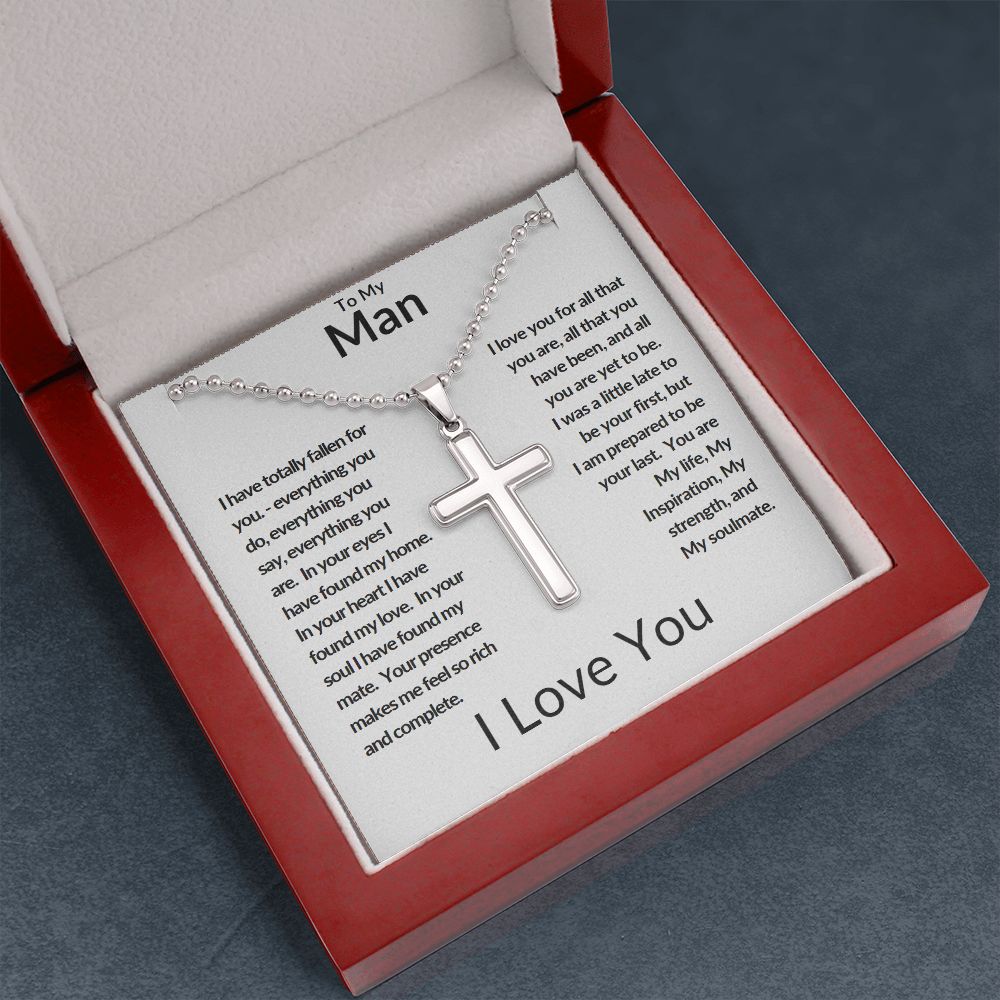 Stainless Cross Necklace with Ball Chain - To My Man