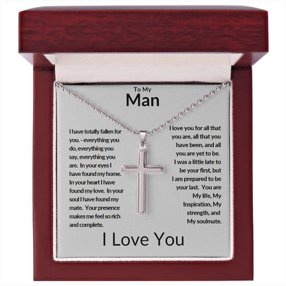 Stainless Cross Necklace with Ball Chain - To My Man