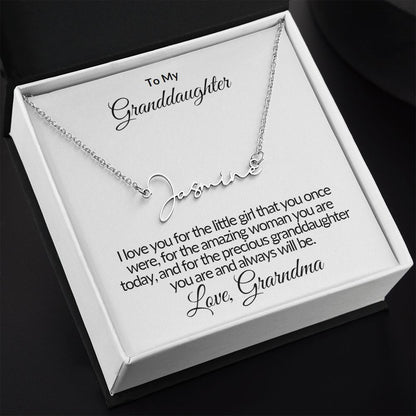 Signature Name Necklace - To My Granddaughter