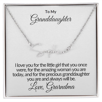 Signature Name Necklace - To My Granddaughter