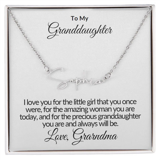Signature Name Necklace - To My Granddaughter