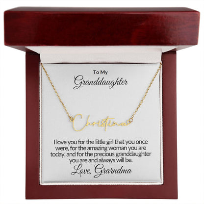 Signature Name Necklace - To My Granddaughter