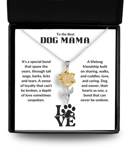 To the Best Dog Mama Sunflower Necklace