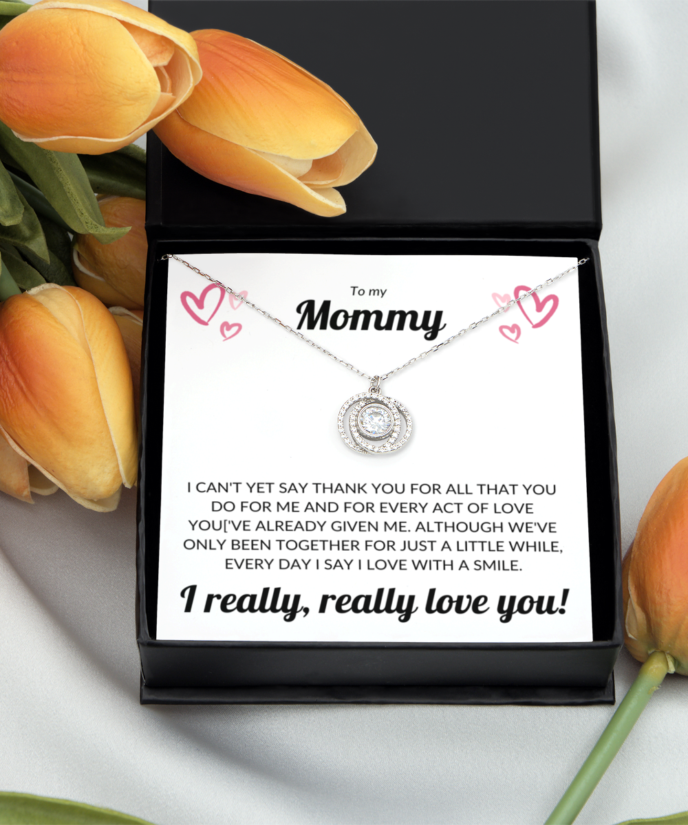 To my Mommy - Crystal Double Circle Necklace