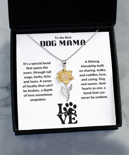 To the Best Dog Mama Sunflower Necklace