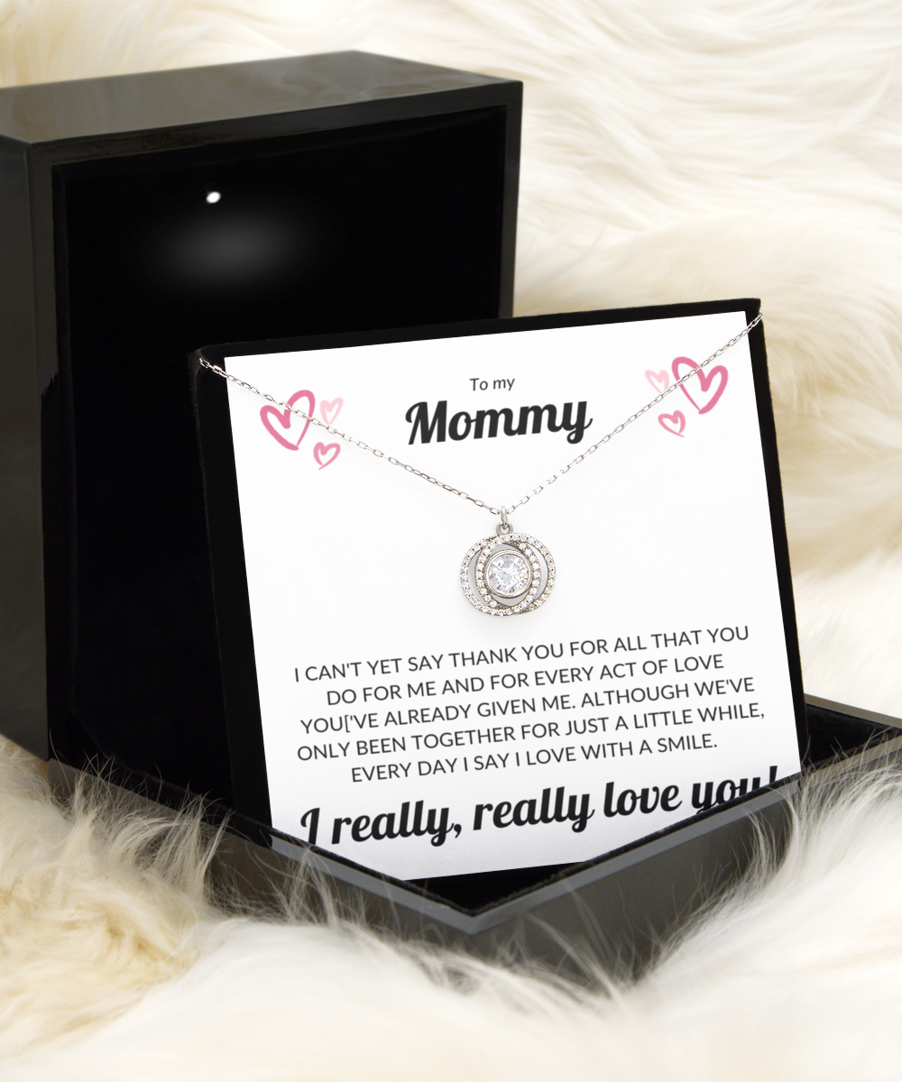 To my Mommy - Crystal Double Circle Necklace