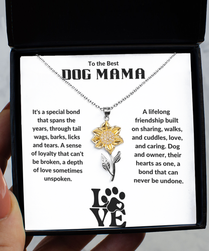 To the Best Dog Mama Sunflower Necklace