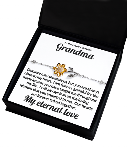 To the World's Greatest Grandma Sunflower Bracelet